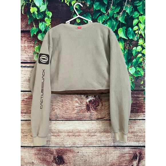 Nike x Cactus Jack Travis Scott Crop 1/4 Zip Fleece Crew Sweatshirt Women's L - Picture 4 of 7